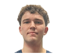 Young man facing forward with neutral expression against white background